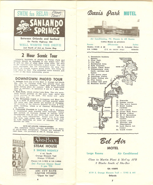 Orlando in the 1960s sanlando springs sho-bar steak house